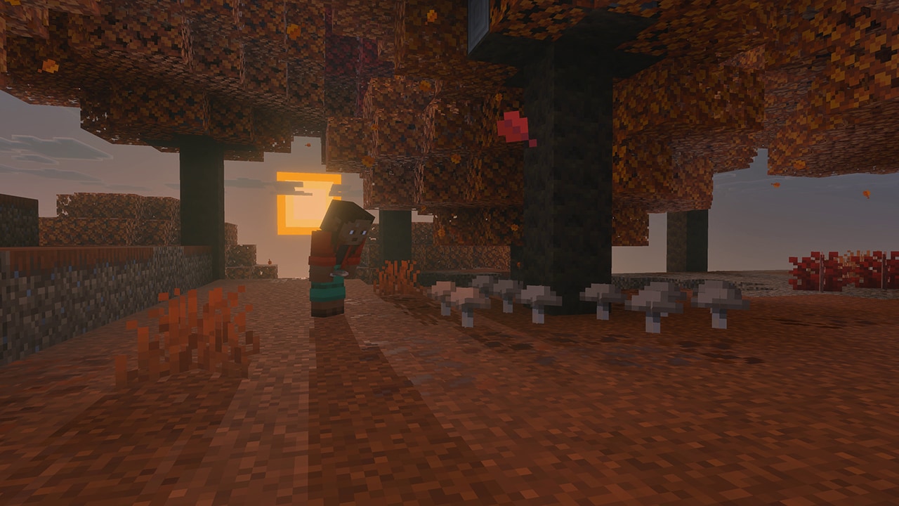 Logo Minecraft Dungeons II z tłem Głęboko Ciemnego.